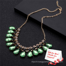 Fashion Green Rhinestones Crystal Beads Robe de soirée Jewelry Necklace Gifts